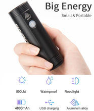 Cargar imagen en el visor de la galería, Rockbros® Luz Profesional 800 Lúmenes Recarga USB Waterproof