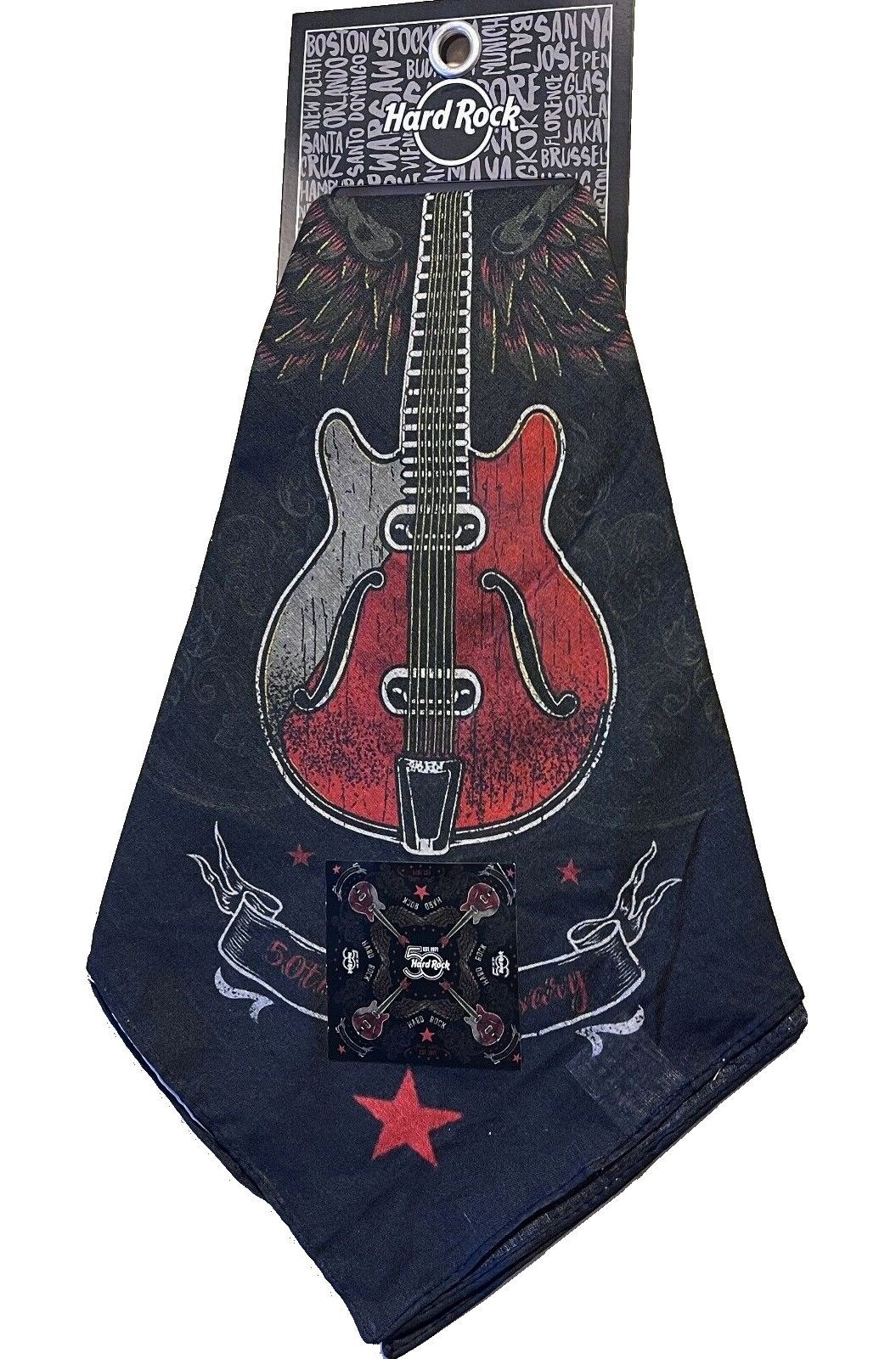 Hard Rock Cafe® Bandana Pañuelo 50th Anniversary Guitars  Multiusos Aventura