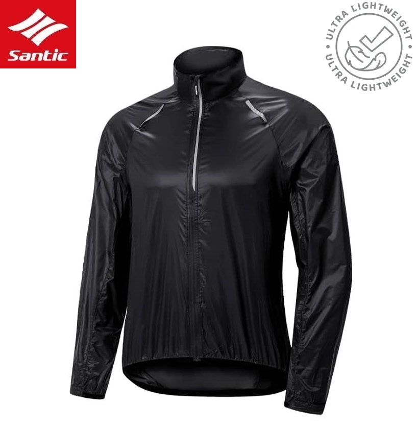 Santic® Casaca Cortaviento Ultra Ligera Ciclismo  | Negro | S-M