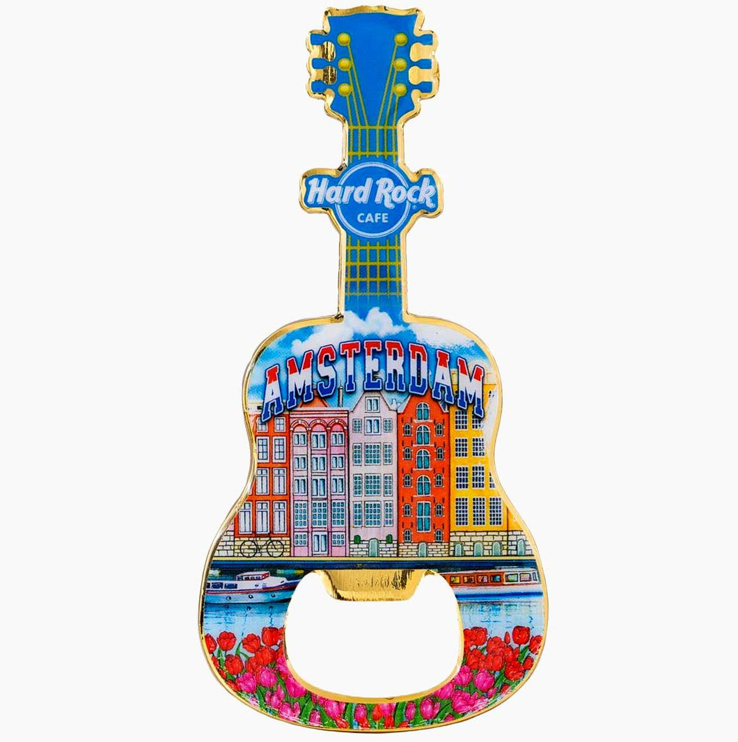 Hard Rock Cafe® AMSTERDAM Guitar Bottle Opener Magnet Imán Souvenir