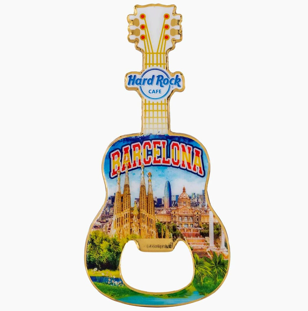 Hard Rock Cafe® BARCELONA Guitar Bottle Opener Magnet Imán Souvenir Bar