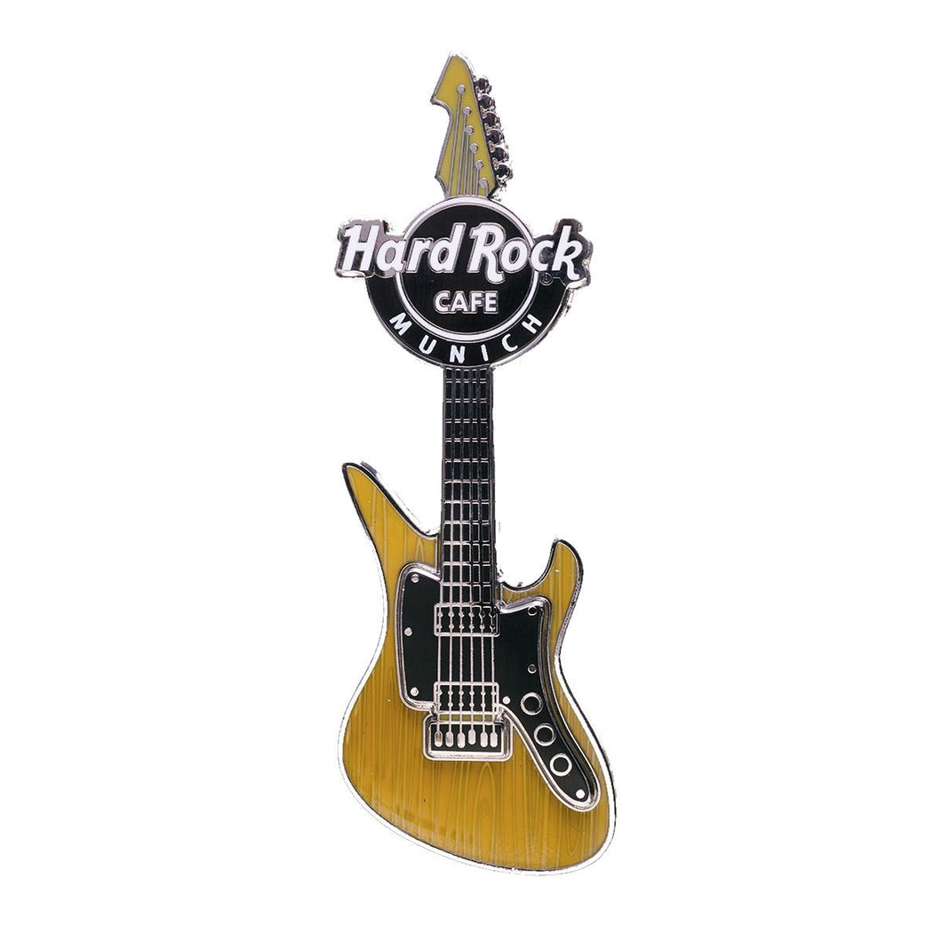 Hard Rock Cafe® MUNICH Woodgrain Retro Guitar Magnet Imán