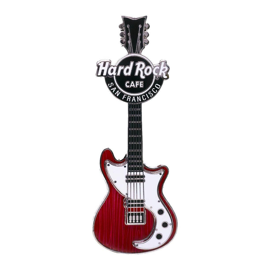 Hard Rock Cafe® SAN FRANCISCO Woodgrain Retro Guitar Magnet Imán