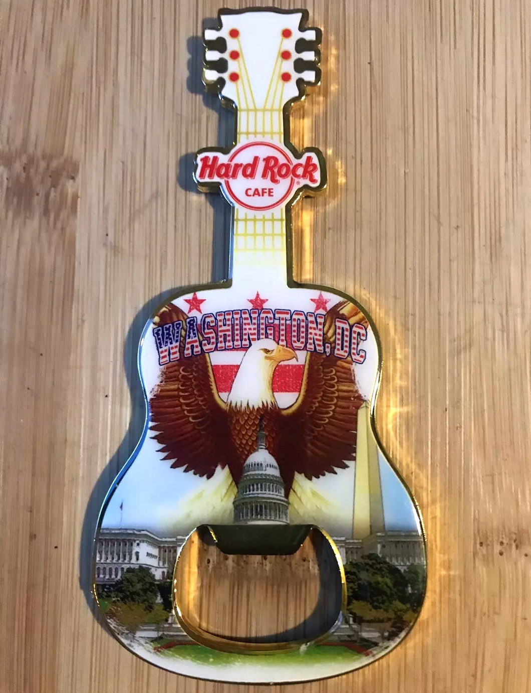 Hard Rock Cafe® WASHINGTON DC Guitar Bottle Opener Magnet Imán Souvenir