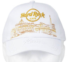 Cargar imagen en el visor de la galería, Hard Rock Cafe® Gorra Modelo Gold Skyline Deluxe Blanco / Barcelona-Roma-Londres-Munich-Las Vegas-Los Angeles-San Francisco
