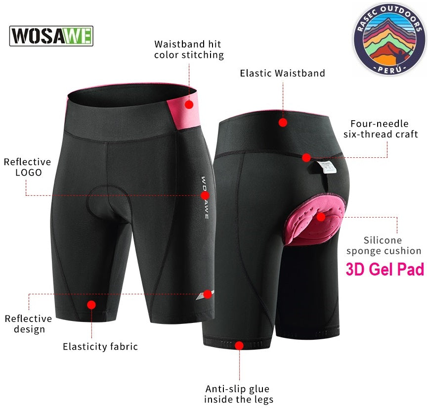 Wosawe® Short Culotte Mujer Ciclismo 3D GEL Culote | S-L-XL