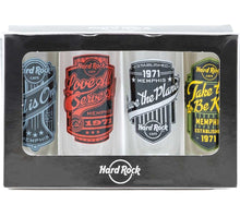 Cargar imagen en el visor de la galería, Hard Rock Cafe® Set de 4 Vasos Shot Glasses con los 4 Lemas de HRC Bar
